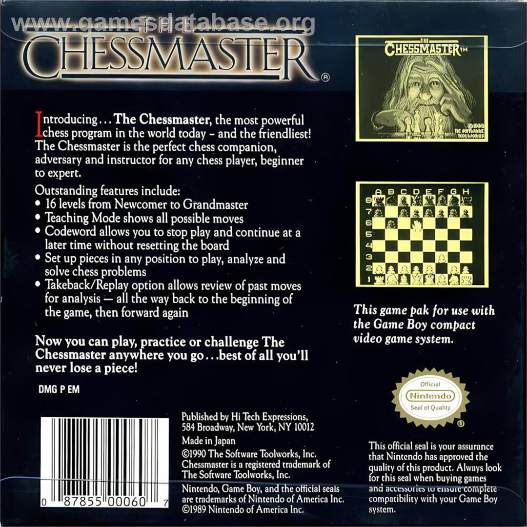 Chessmaster - Nintendo Game Boy - Artwork - Box Back