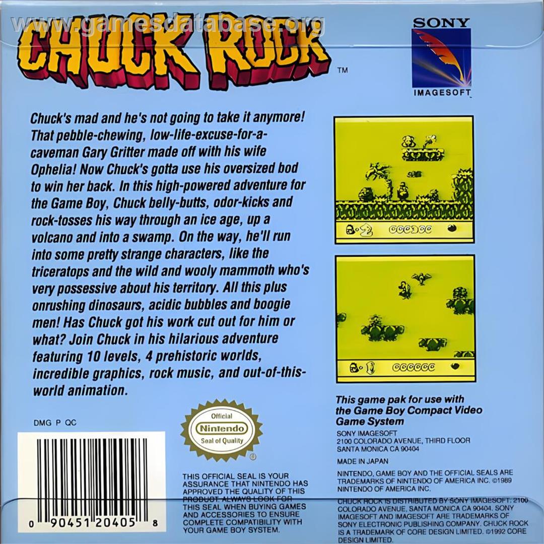 Chuck Rock - Nintendo Game Boy - Artwork - Box Back
