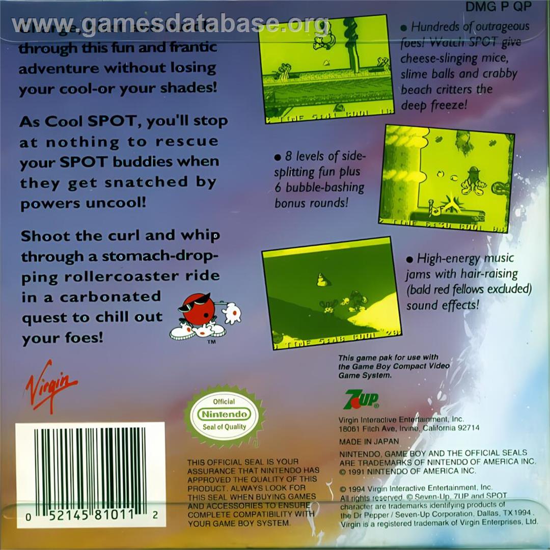 Cool Spot - Nintendo Game Boy - Artwork - Box Back