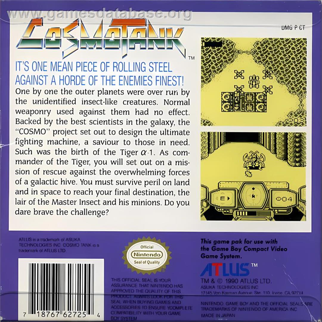 Cosmo Tank - Nintendo Game Boy - Artwork - Box Back