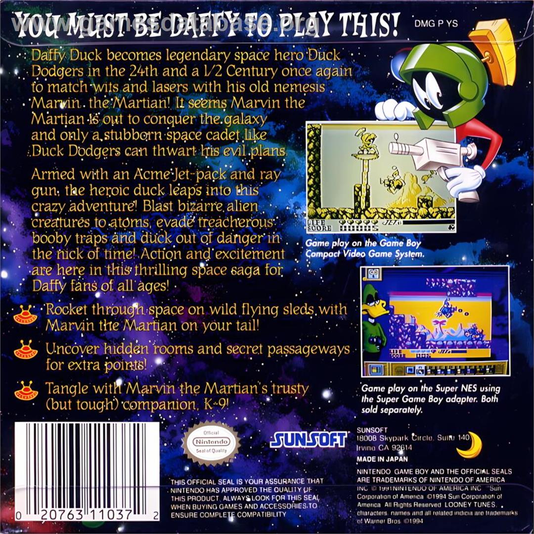 Daffy Duck - Nintendo Game Boy - Artwork - Box Back