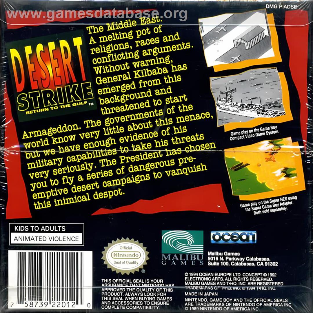 Desert Strike - Return To The Gulf - Nintendo Game Boy - Artwork - Box Back