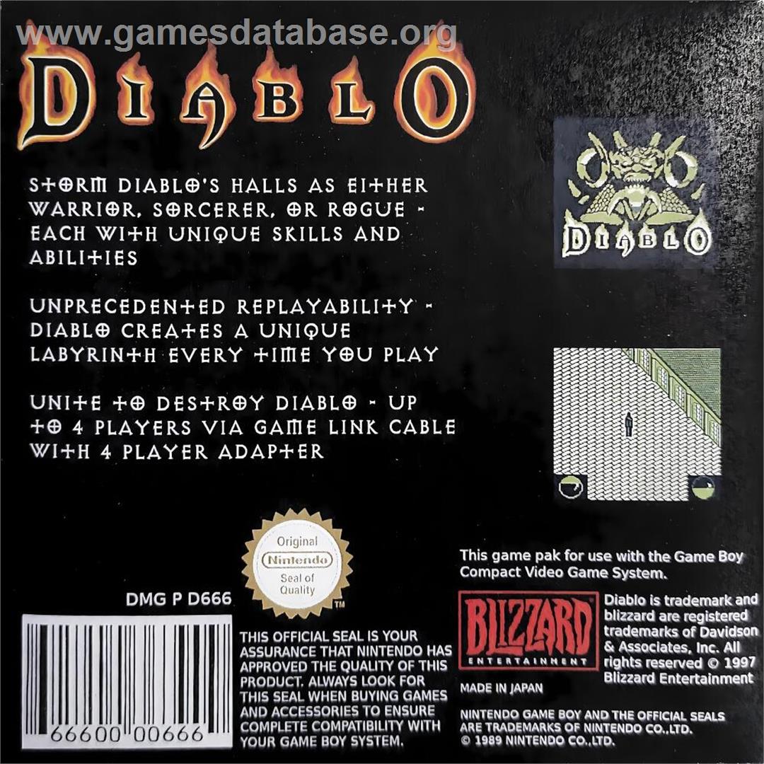 Diablo - Nintendo Game Boy - Artwork - Box Back