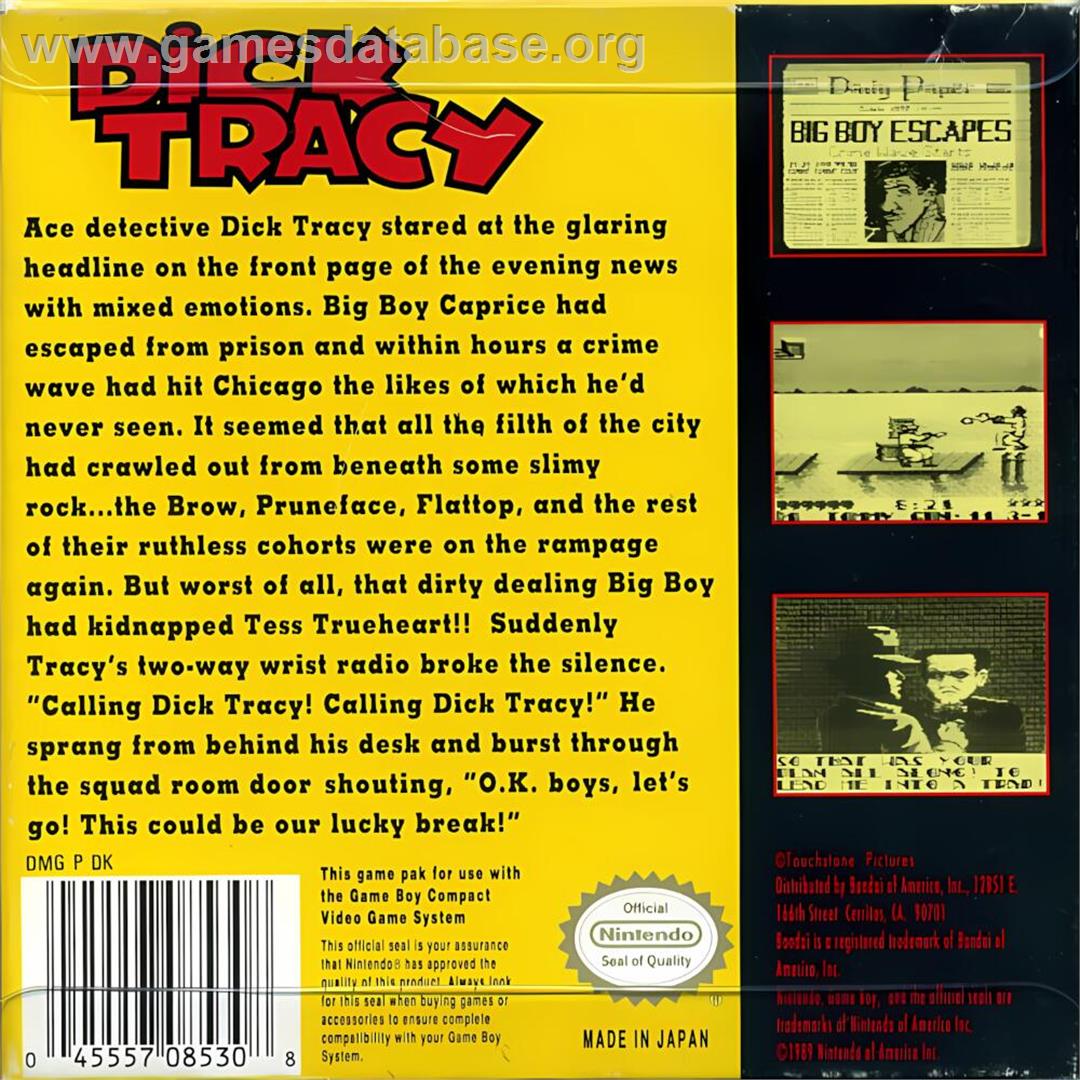 Dick Tracy - Nintendo Game Boy - Artwork - Box Back