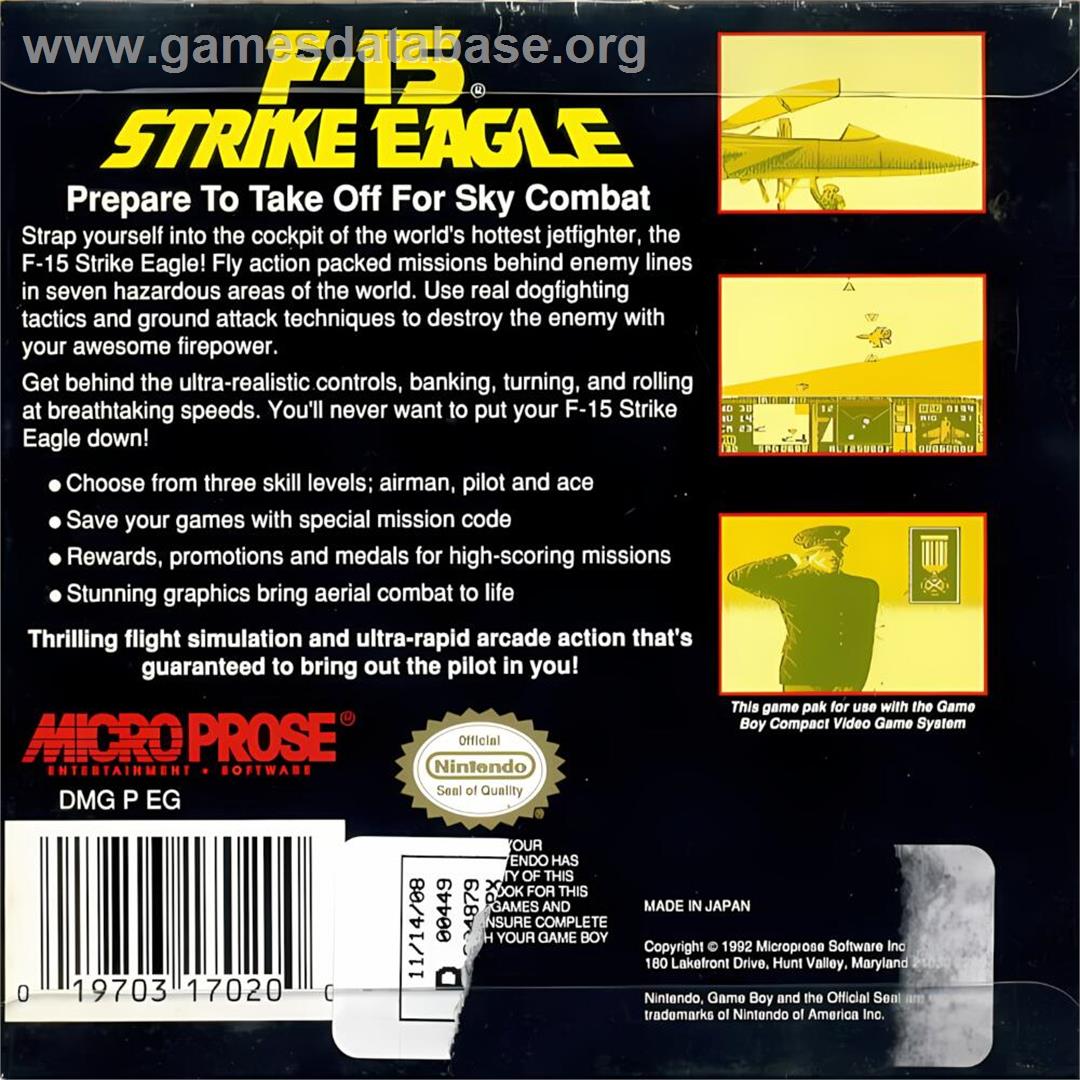 F-15 Strike Eagle - Nintendo Game Boy - Artwork - Box Back