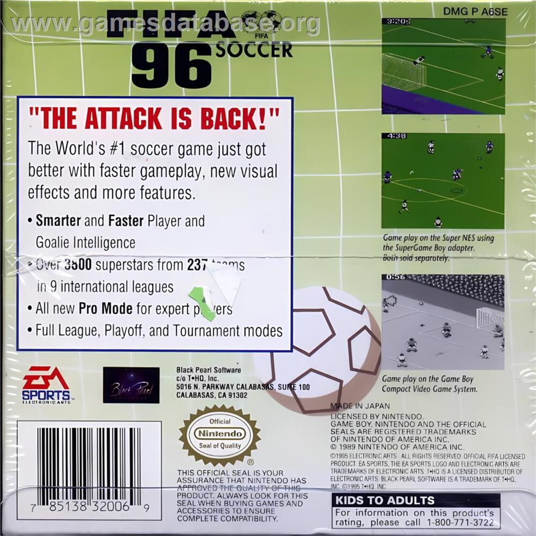 Fifa Soccer 96 - Nintendo Game Boy - Artwork - Box Back
