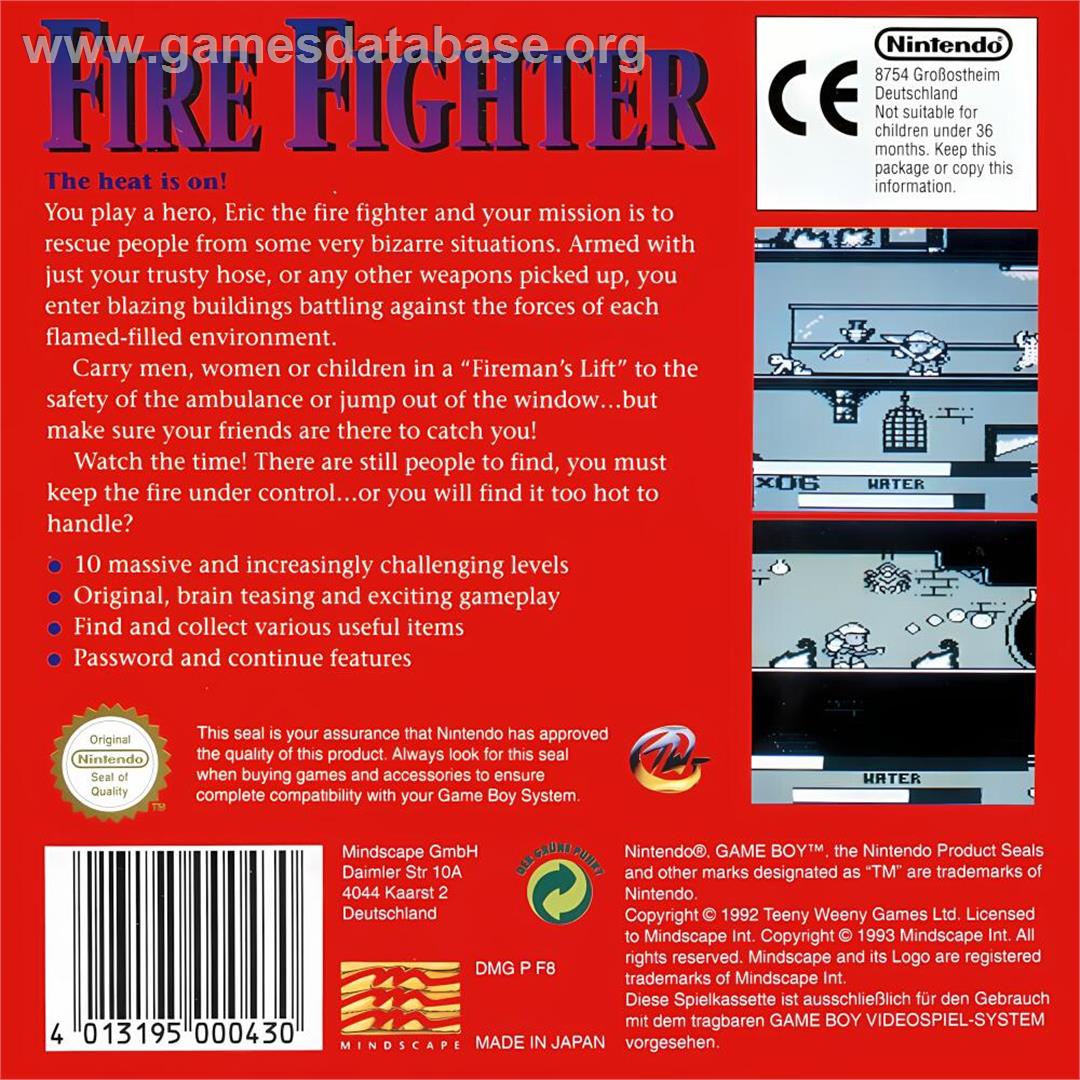 Fire Fighter - Nintendo Game Boy - Artwork - Box Back
