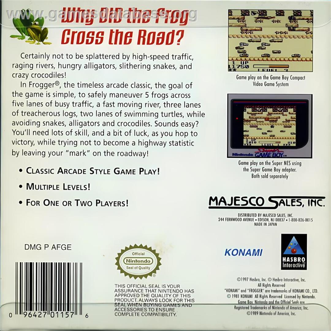 Frogger - Nintendo Game Boy - Artwork - Box Back