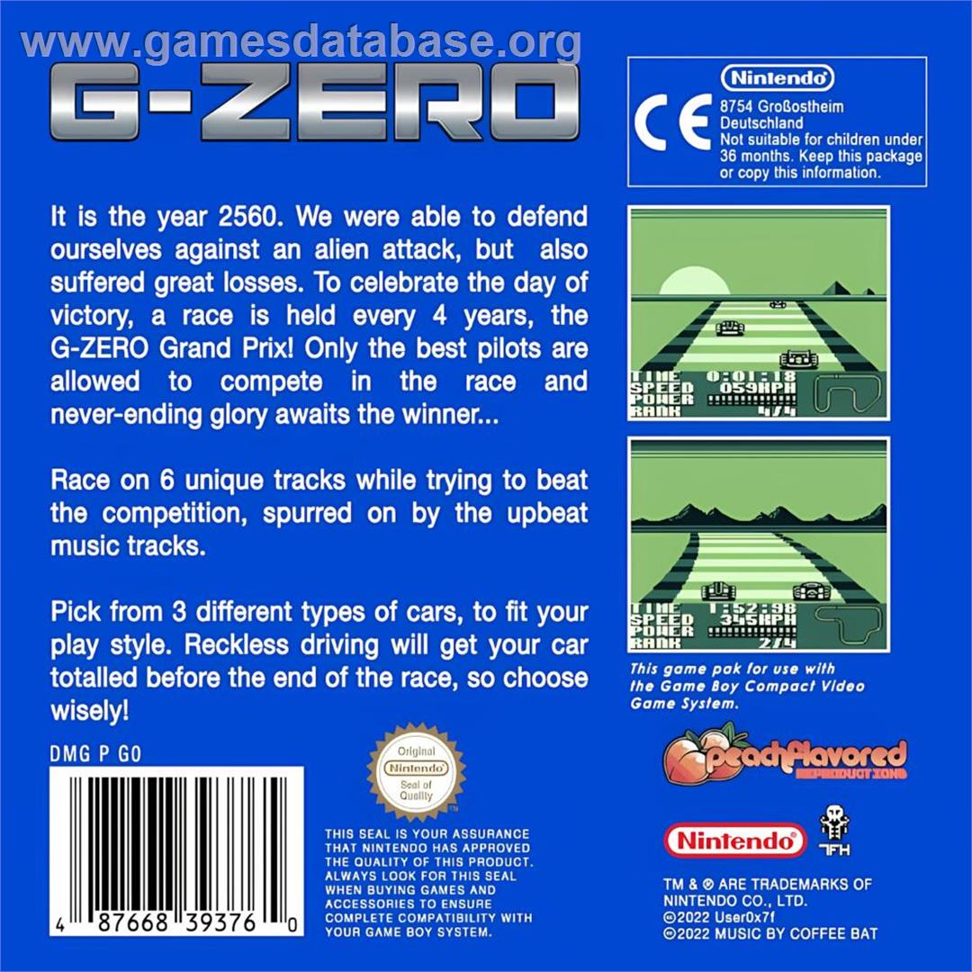 G-ZERO - Nintendo Game Boy - Artwork - Box Back