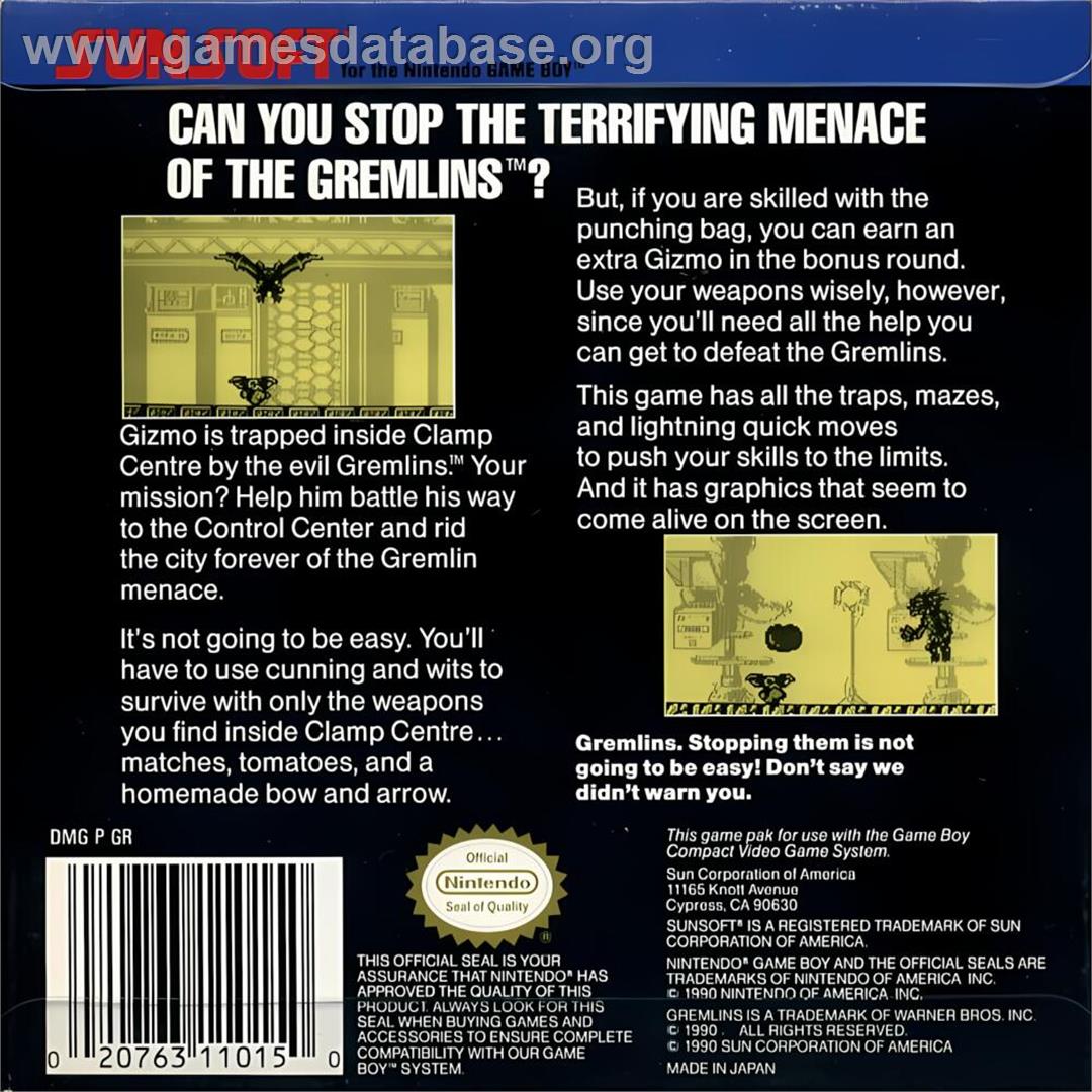 Gremlins 2 - The New Batch - Nintendo Game Boy - Artwork - Box Back