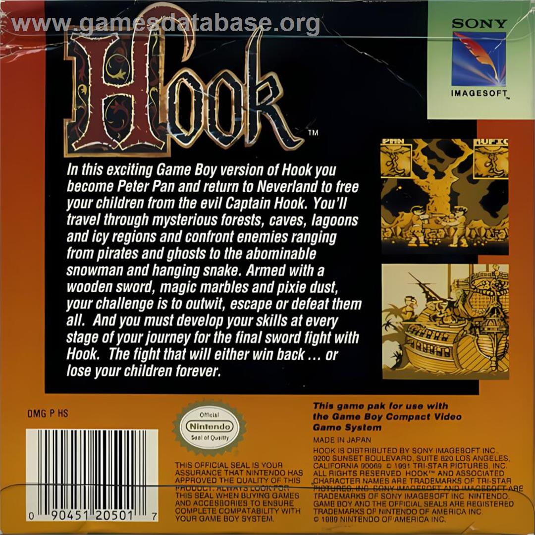 Hook - Nintendo Game Boy - Artwork - Box Back