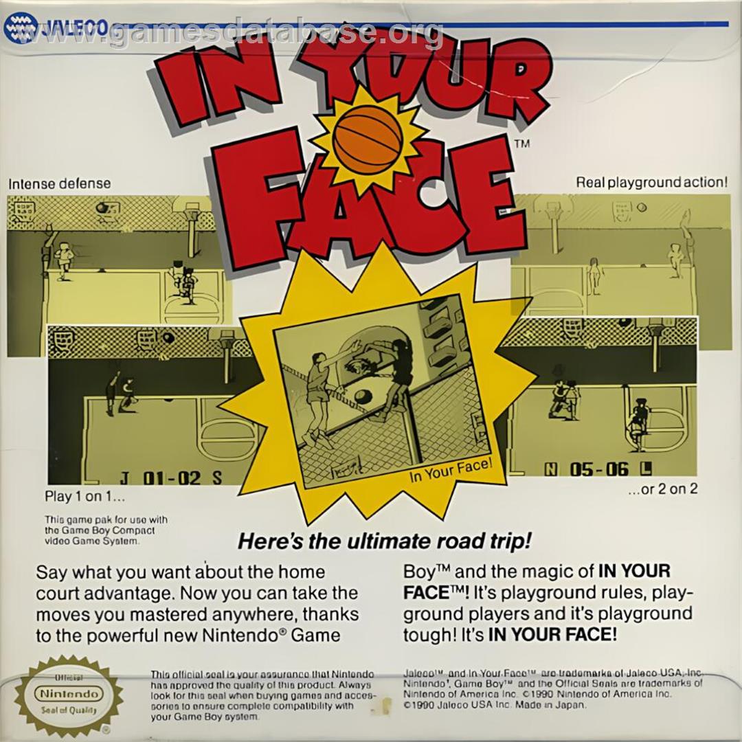 In Your Face - Nintendo Game Boy - Artwork - Box Back