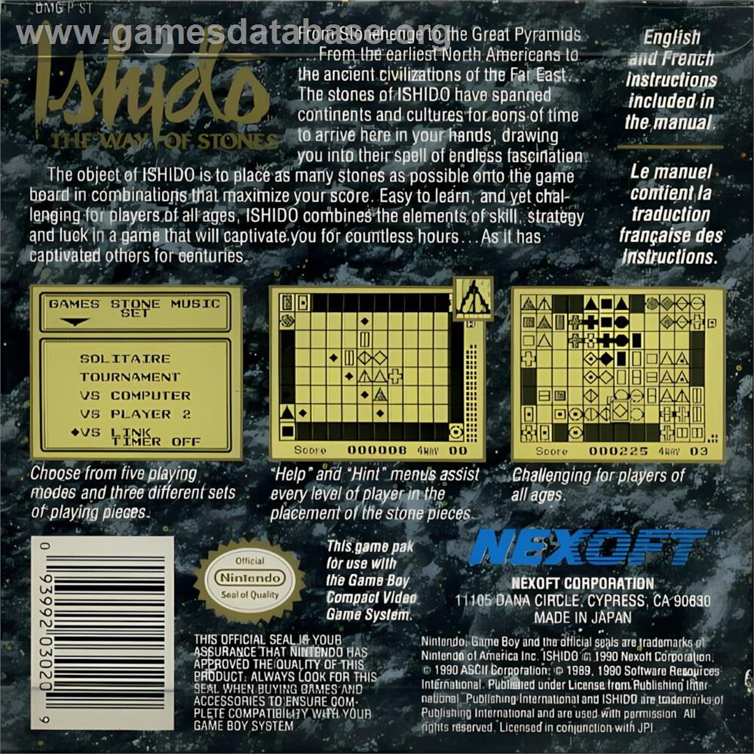 Ishido - The Way Of Stones - Nintendo Game Boy - Artwork - Box Back