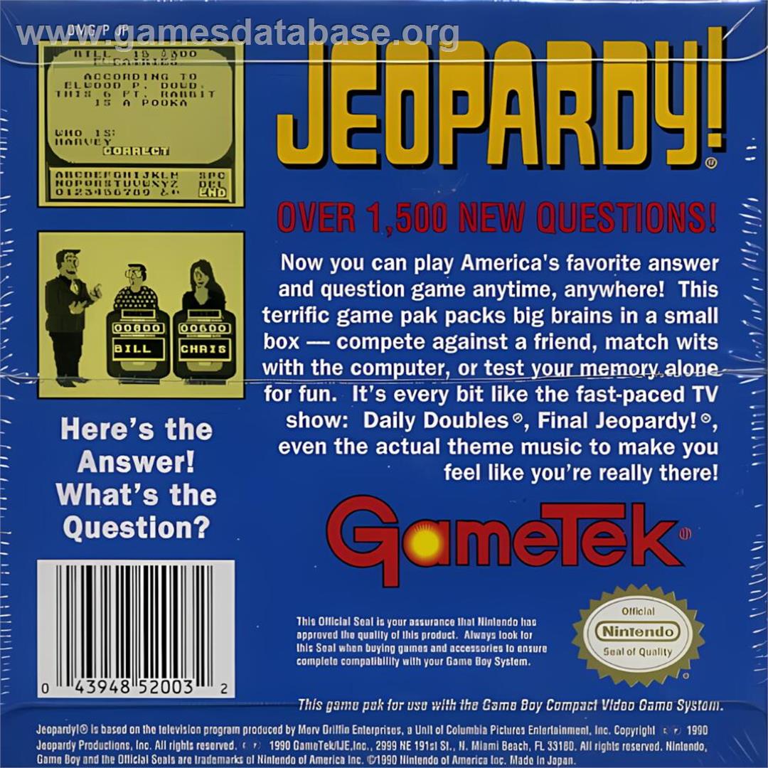 Jeopardy! - Nintendo Game Boy - Artwork - Box Back
