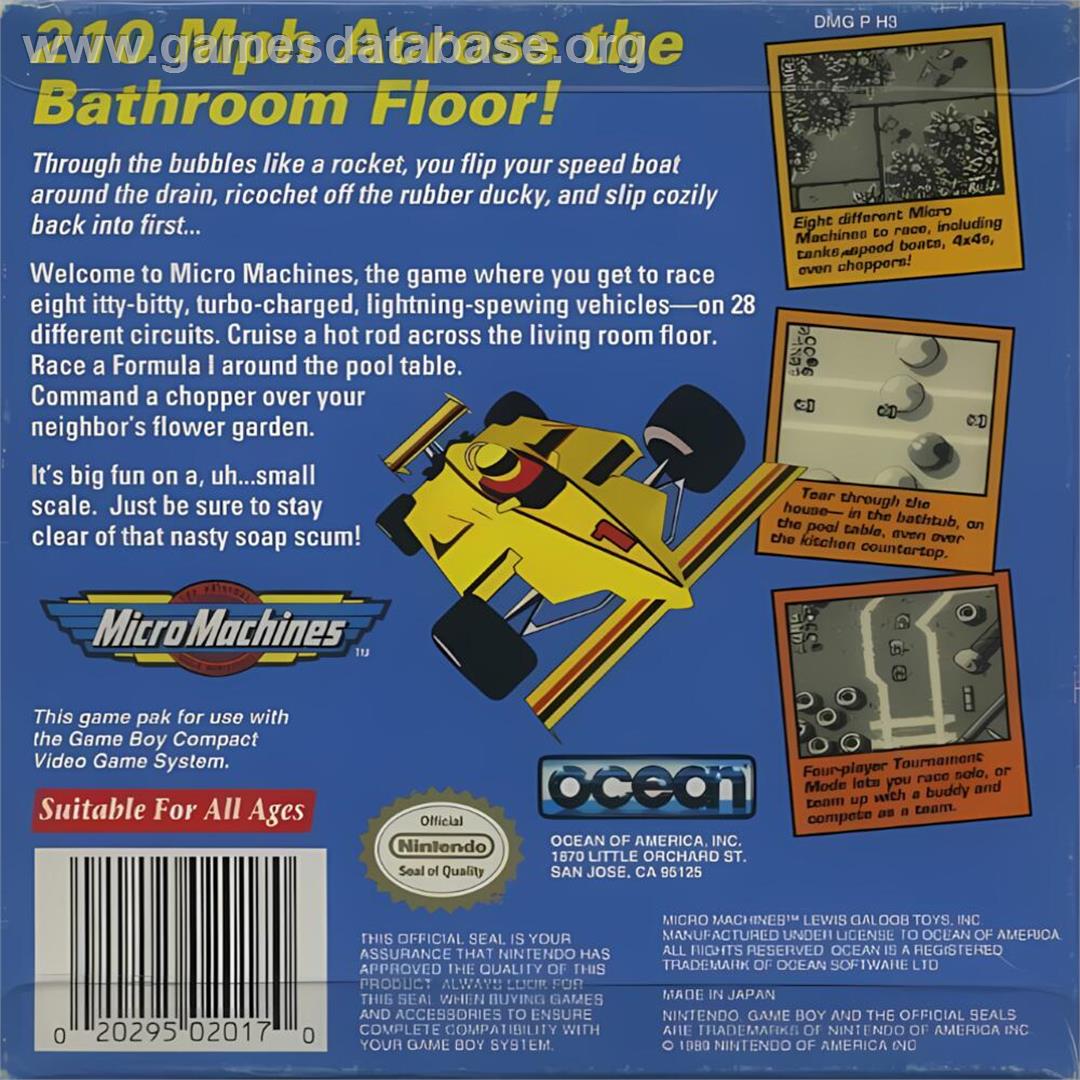 Micro Machines - Nintendo Game Boy - Artwork - Box Back