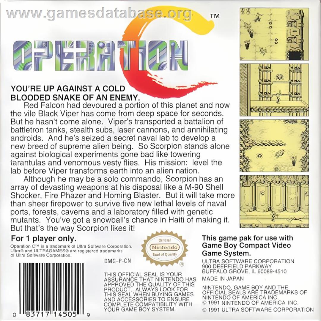 Operation C - Nintendo Game Boy - Artwork - Box Back