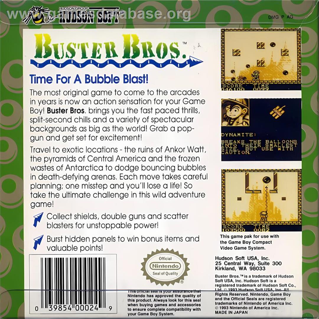 Pang - Nintendo Game Boy - Artwork - Box Back