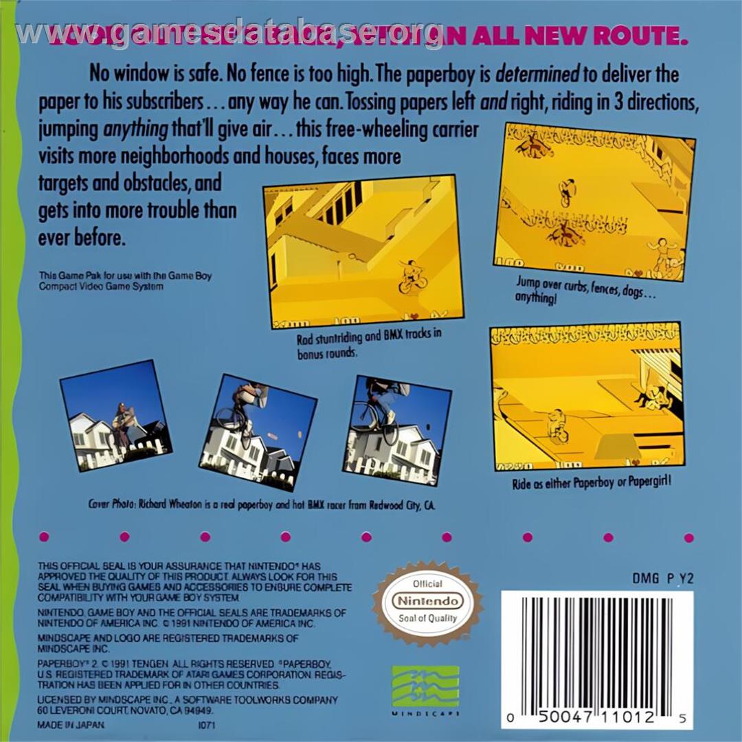 Paperboy 2 - Nintendo Game Boy - Artwork - Box Back