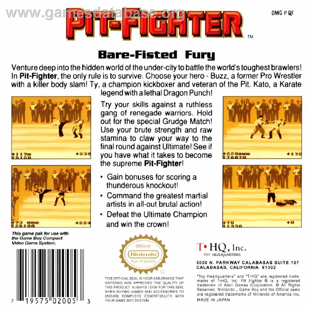 Pit-fighter - Nintendo Game Boy - Artwork - Box Back