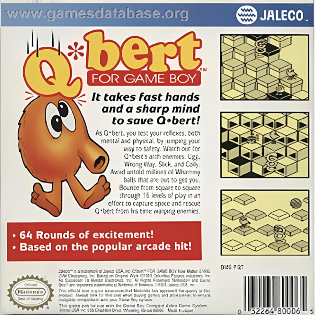 Q-bert - Nintendo Game Boy - Artwork - Box Back