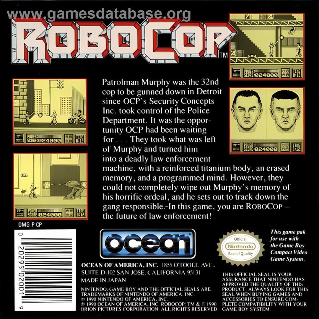 Robocop - Nintendo Game Boy - Artwork - Box Back