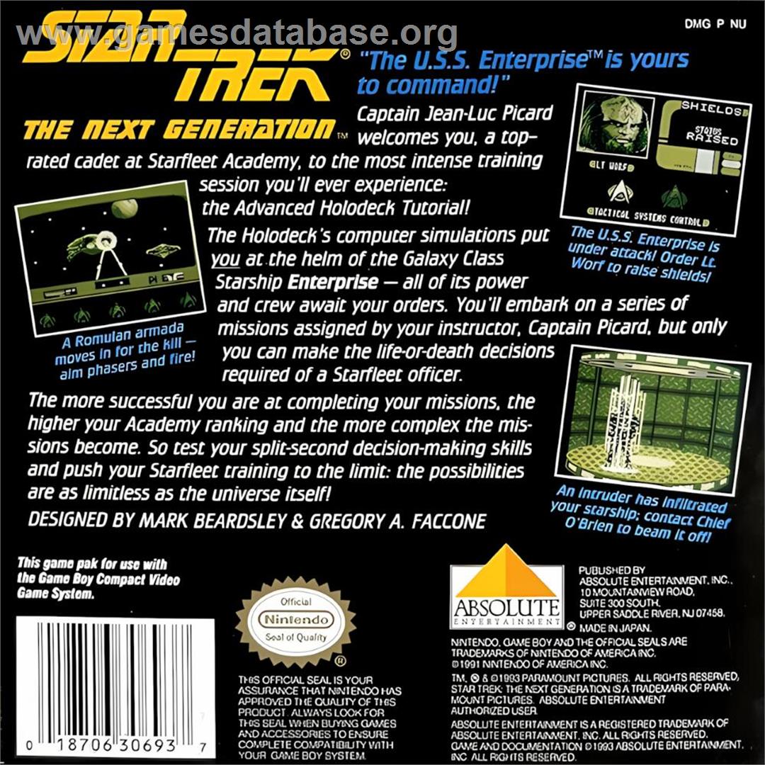 Star Trek - The Next Generation - Nintendo Game Boy - Artwork - Box Back