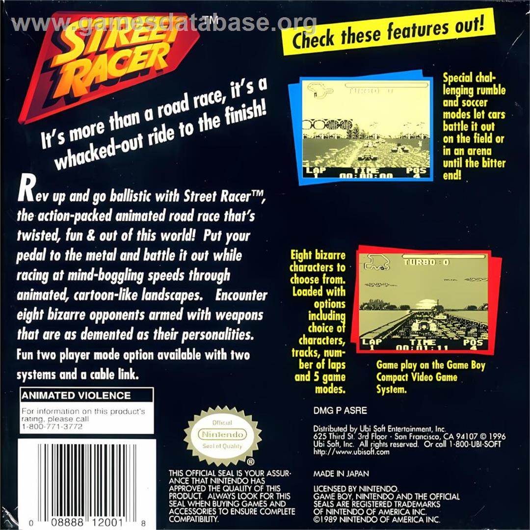 Street Racer - Nintendo Game Boy - Artwork - Box Back