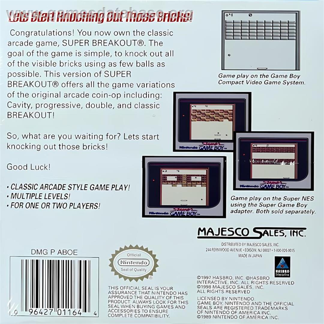 Super Breakout! - Nintendo Game Boy - Artwork - Box Back