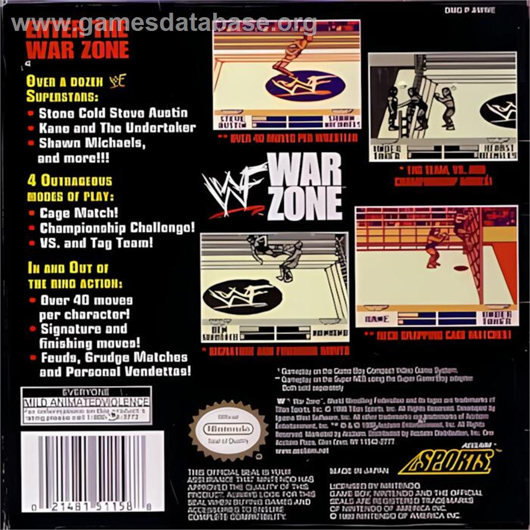 WWF War Zone - Nintendo Game Boy - Artwork - Box Back