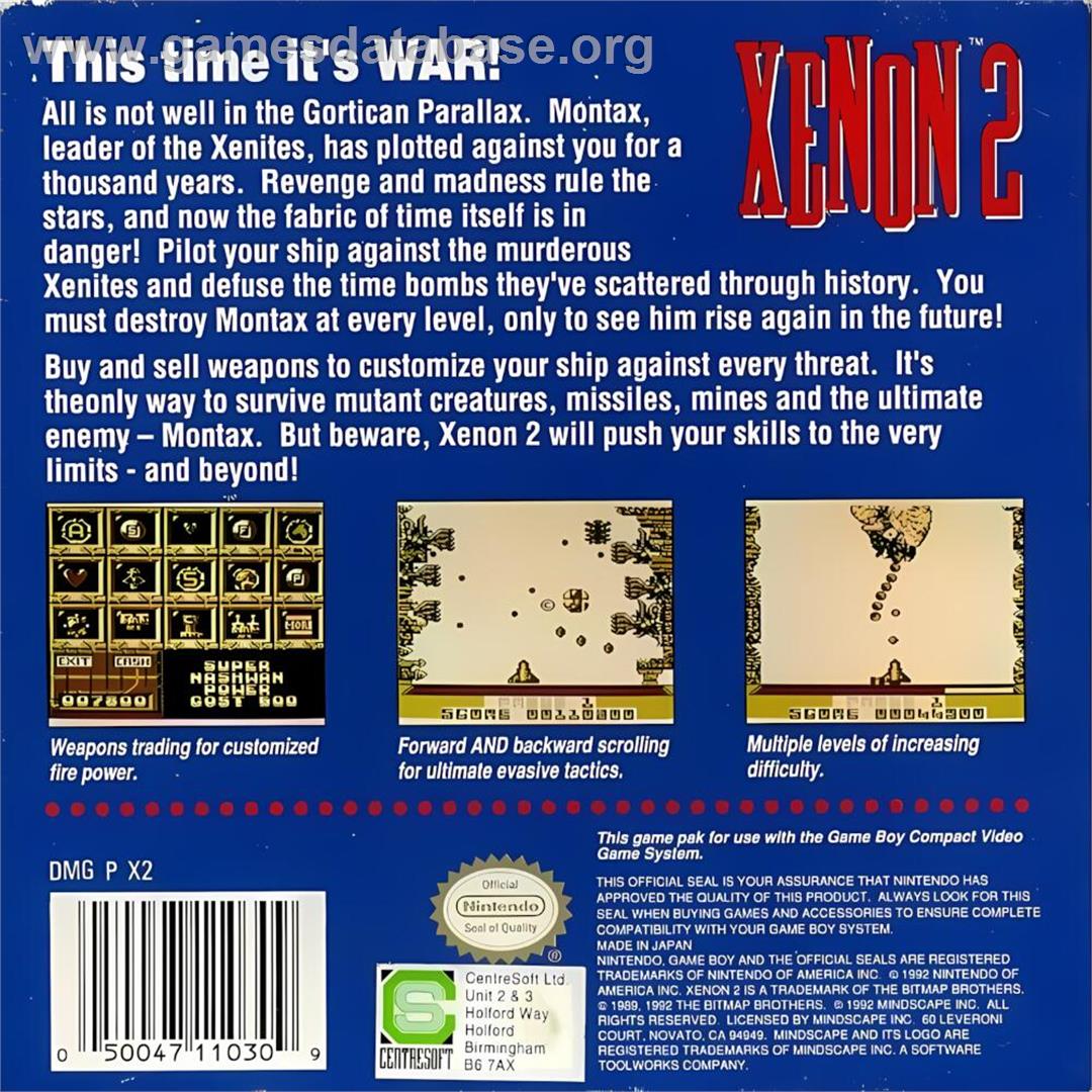 Xenon 2 - Nintendo Game Boy - Artwork - Box Back