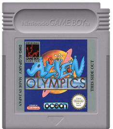 Cartridge artwork for Alien Olympics on the Nintendo Game Boy.