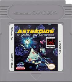 Cartridge artwork for Asteroids on the Nintendo Game Boy.