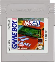 Cartridge artwork for Bill Elliott's NASCAR Fast Tracks on the Nintendo Game Boy.