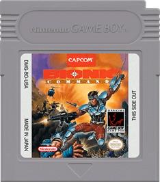 Cartridge artwork for Bionic Commando on the Nintendo Game Boy.