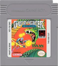 Cartridge artwork for Burai Fighter Deluxe on the Nintendo Game Boy.