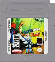 Cartridge artwork for Earthworm Jim on the Nintendo Game Boy.