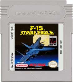 Cartridge artwork for F-15 Strike Eagle on the Nintendo Game Boy.