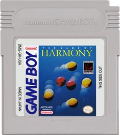 Cartridge artwork for Game of Harmony on the Nintendo Game Boy.