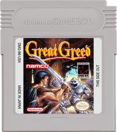 Cartridge artwork for Great Greed on the Nintendo Game Boy.