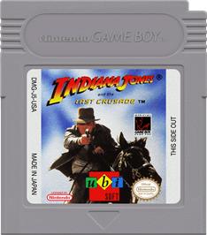 Cartridge artwork for Indiana Jones and the Last Crusade on the Nintendo Game Boy.