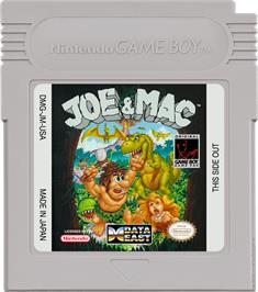 Cartridge artwork for Joe & Mac: Caveman Ninja on the Nintendo Game Boy.