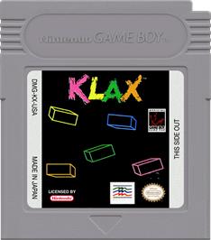 Cartridge artwork for Klax on the Nintendo Game Boy.