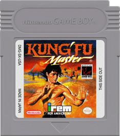 Cartridge artwork for Kung-fu Master on the Nintendo Game Boy.