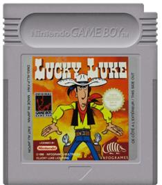 Cartridge artwork for Lucky Luke on the Nintendo Game Boy.