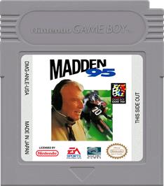 Cartridge artwork for Madden '95 on the Nintendo Game Boy.