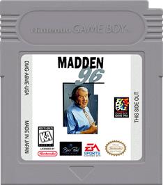 Cartridge artwork for Madden '96 on the Nintendo Game Boy.