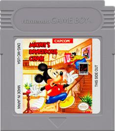 Cartridge artwork for Mickey's Dangerous Chase on the Nintendo Game Boy.