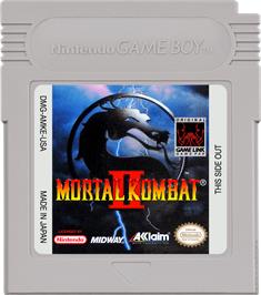 Cartridge artwork for Mortal Kombat II on the Nintendo Game Boy.