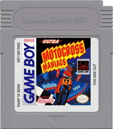 Cartridge artwork for Motocross Maniacs on the Nintendo Game Boy.
