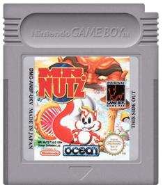 Cartridge artwork for Mr. Nutz on the Nintendo Game Boy.
